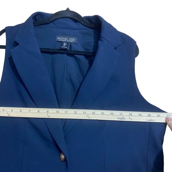 Rachel Zoe navy blue single button sleeveless blazer with pockets - Large - Picture 9 of 10